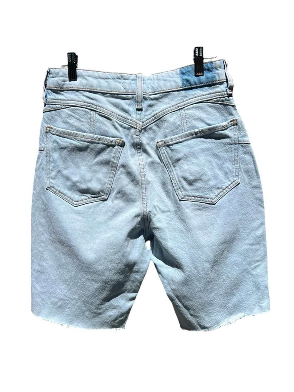 🌻NEW w/tag River Island Luxe Tinker Longline Denim Jean Short Light Blue Wash 4